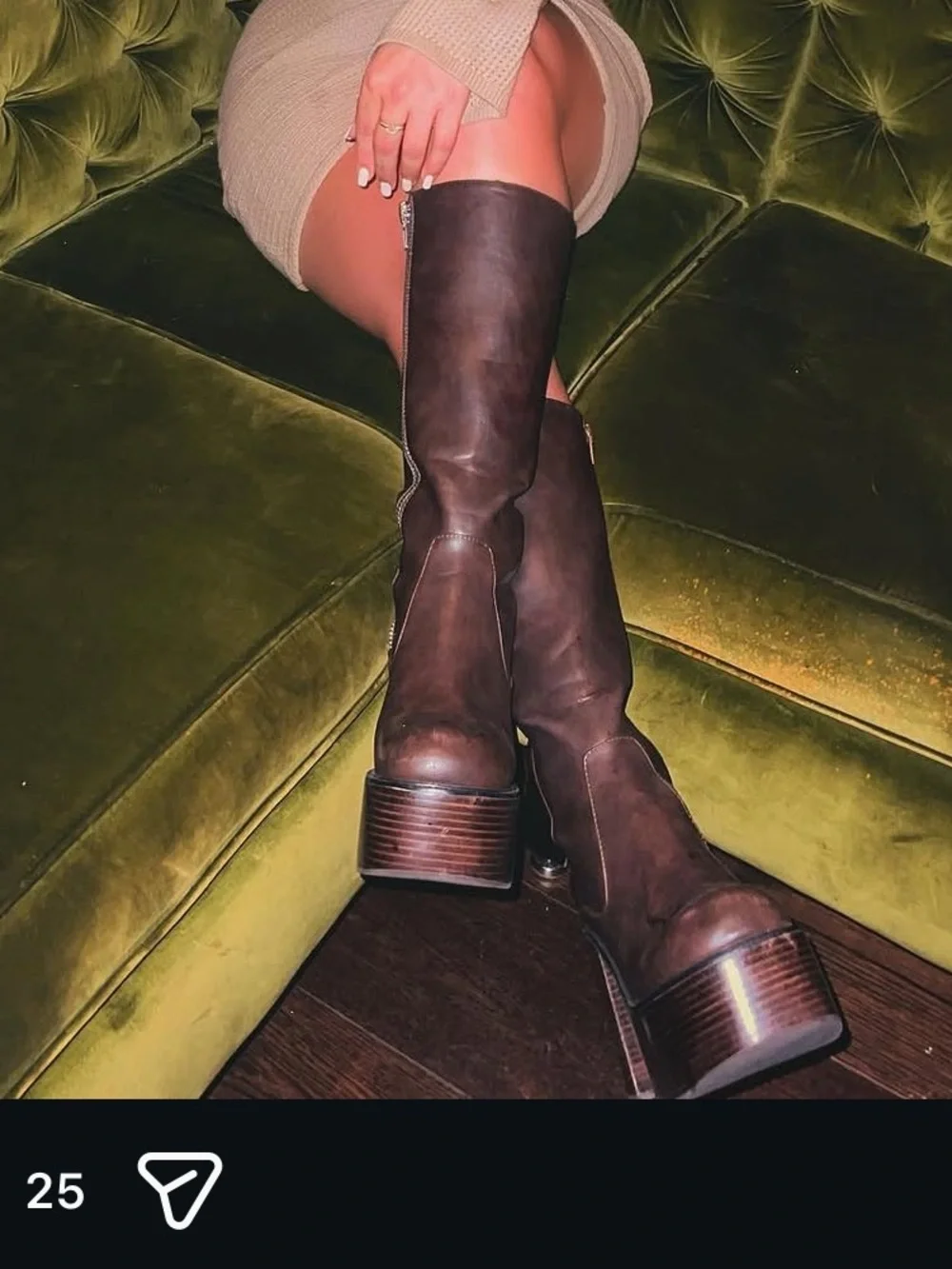 Dolls Kill Brown Platform Knee-High Boots
